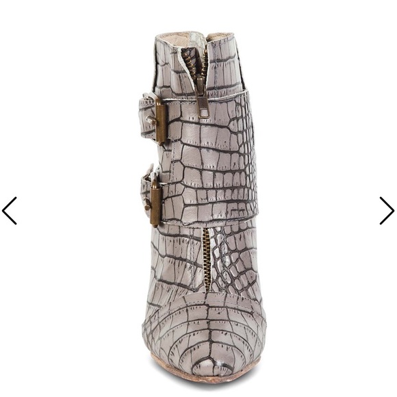 FREEBIRD BY STEVEN JOEY BOOTS IN STONE CROCO LEATHER W/FLARED WRAP HEEL SIZE 8 - Picture 6 of 16